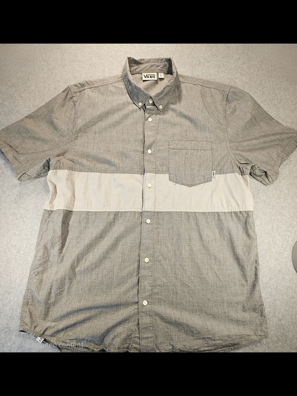 Mens Vans XL Short Sleeve Button Down Colorblock Casual Shirt